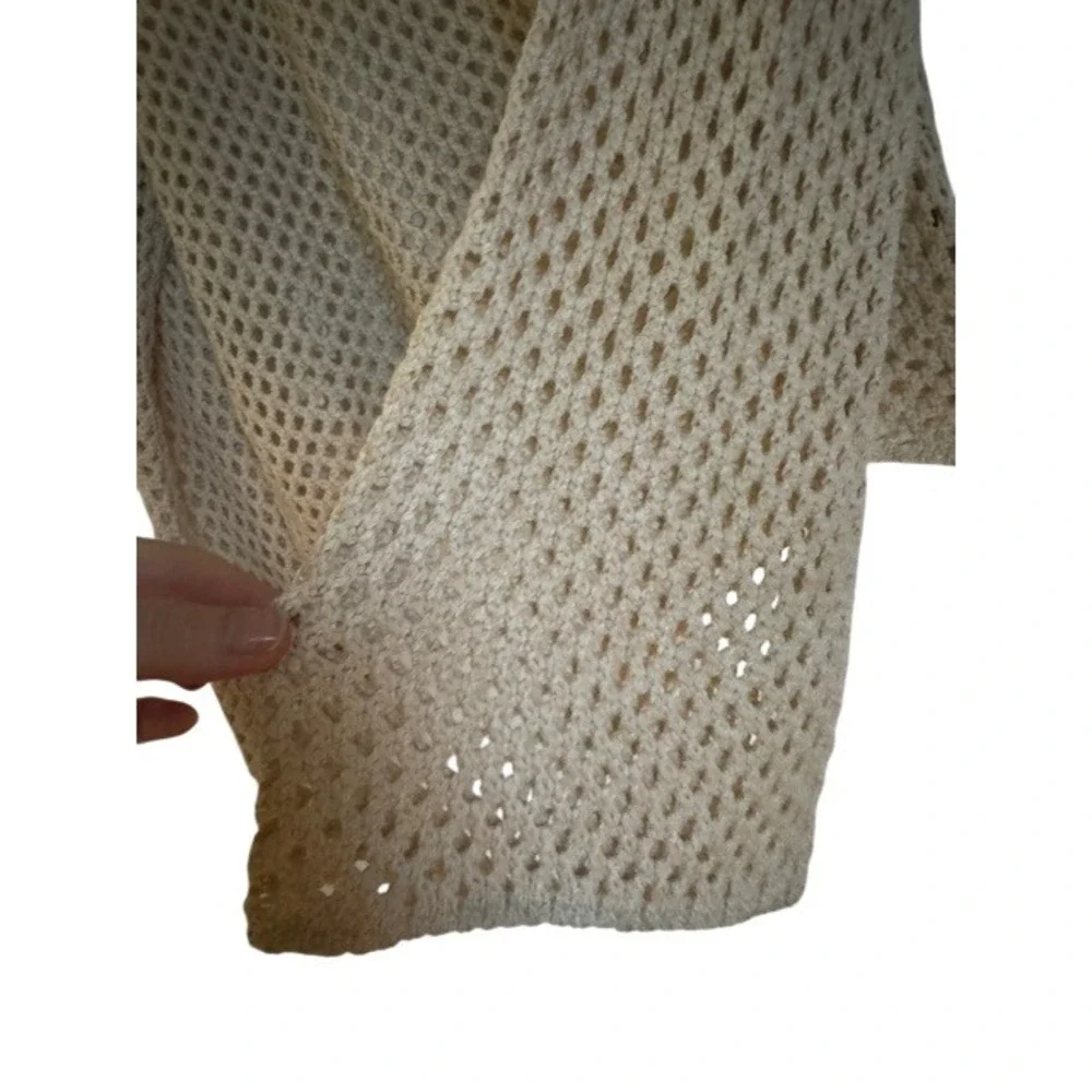 Forever‎ 21 Beige Crocheted Mesh Long Sleeve Pullover Sweater Top Womens M